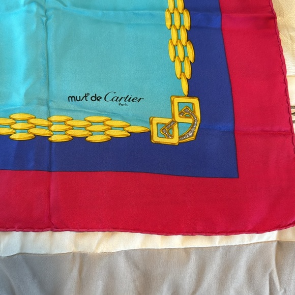 Cartier Silk Scarf. 34 X 34 - Picture 2 of 6